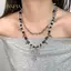 PNPIA- Gothic Phong Cách Tối Đính Hạt Gai Đinh Tán Chữ Thập Nelace Nữ Punk Vintage Hai Lớp Dây Chuyền Trang Sức Phụ Kiện