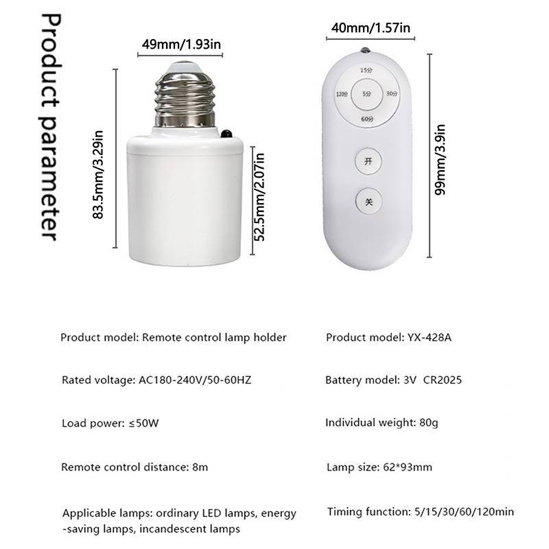 ZTHOME Điều Khiển Từ Xa Không Dây E27 Đèn Soet Giá Đỡ Đèn Phạm Vi 8M Cho Bóng Đèn LED Đèn Soet Bộ Công Tắc Đèn Không Dây AC180-250V HOT