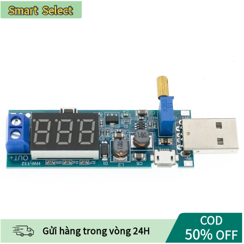 【COD】Mô-đun tăng giảm áp DC đầu vào 3.5-12V đầu ra 1.2-24V tích hợp cổng USB và hiển thị LED thông số hoạt động