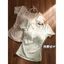 Áo thun ngắn tay thuần khiết mùa hè phong cách Hàn Quốc dành cho nữ Hot Girl Slim-Fit Giả hai mảnh Dây buộc cổ áo lót ngực Crotchless