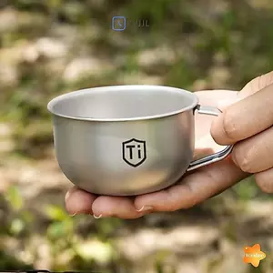 MINI Cắm Trại Cốc Nước Hợp Kim Titan Di Động Trà Cà Phê Thiết Bị Nhà Bếp Ngoài Trời Cốc Leo Núi 80 / 220ml Mới