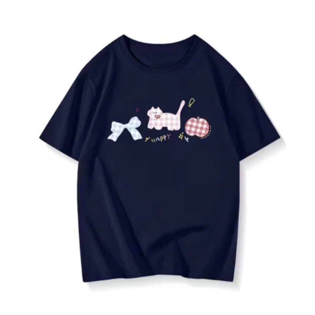 Áo thun nữ 3158 cotton khô, áo thun nam nữ form rộng mẫu -hình QUẢ TÁO -quanaouniusex94