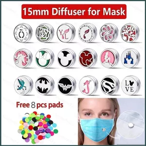 Máy khuếch tán tinh dầu SQ 15mm cho mặt nạ Kẹp nam châm Khóa thở tự do Nàng tiên cá Cây kỳ lân hình hoa hồng Aromathera