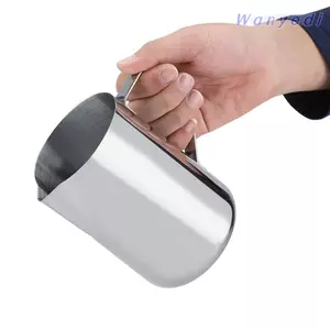 Cốc tạo bọt sữa WANYEDI, Bình tạo bọt sữa bạc 1000 ml / 34oz, Bình cà phê 304 Tay cầm tiện dụng Bình cà phê Latte Art