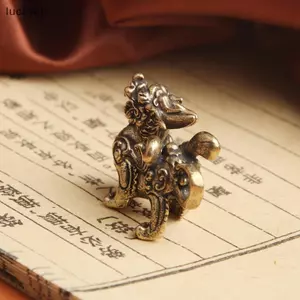 Luckyew Tượng Hình Giàu Có Đồng Thau Trang Trí Thịnh Vượng Phong Cách Trung Hoa Trang Trí Qilin Rồng Lu Động Vật Phong Thủy Vintage TQ