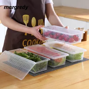 MARGREDY Tủ Lạnh Sắp Xếp, Kín Có Nắp Hộp Bảo Quản Thực Phẩm, Mulltifunction Khay Thoát Nước Trong Suốt Hộp Giữ Tươi Tủ Lạnh