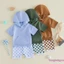 Bộ áo Hoodie ngắn tay màu trơn có túi + Quần Short in hình bàn cờ Trang phục 2 mảnh