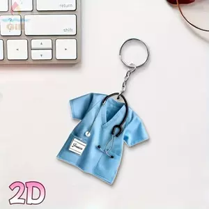 Móc khóa đồng phục y tá GILL, Móc khóa ô tô Acrylic 2D Mặt dây chuyền thẻ phẳng, với ống nghe Công nhân Móc khóa quà tặng cho y tá bác sĩ