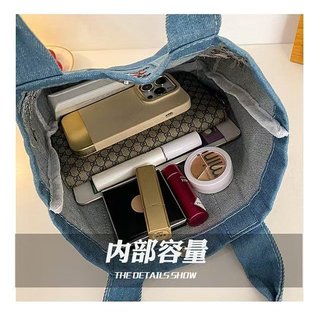 Túi xách denim dung lượng lớn đa năng thời trang phong cách Nhật Bản