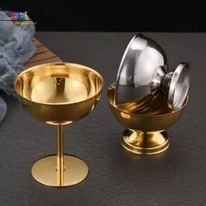 HL 304 Thép không gỉ Retro Cao Cấp Cốc Tráng Miệng Sang Trọng Kem Hộp Đựng Cốc Khách Sạn Nhà Hàng Cotail Kính Pudding Cup LMWU