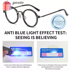 Kính chống ánh sáng xanh GAVESTO Retro Bảo vệ mắt Khung kim loại văn phòng di động