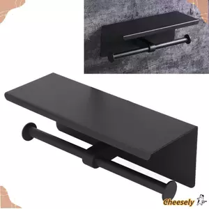 Giá đỡ kệ giấy vệ sinh CHEESELY, Hộp đựng giấy vệ sinh treo tường bằng thép không gỉ, Hộp đựng giấy vệ sinh bằng bạc đen thực tế chống gỉ bền bỉ Nhà vệ sinh phòng tắm