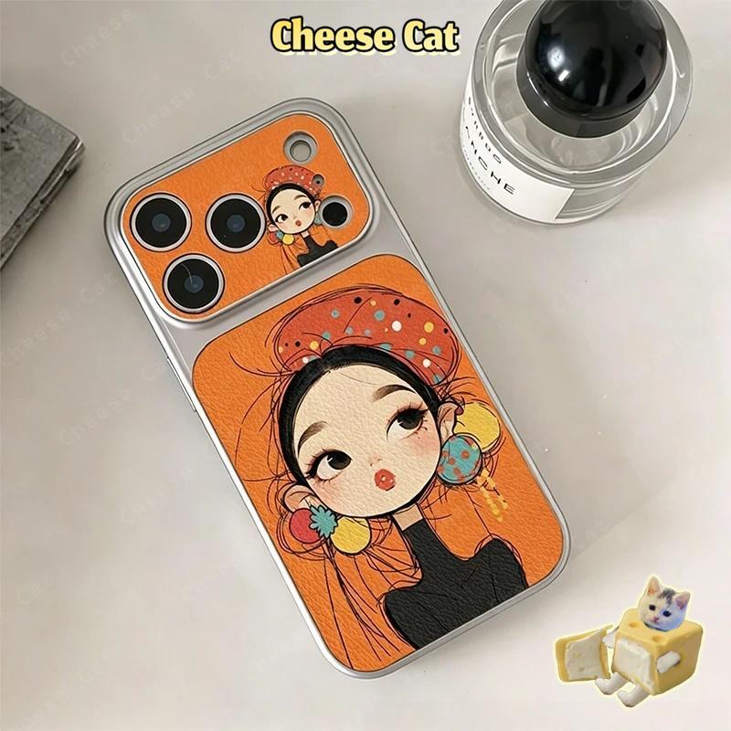 chuyển sang 17 Pro Max Ốp điện thoại thời trang nữ màu cam cho iPhone 15 16 14 11 12 13 Pro Max Xs XR