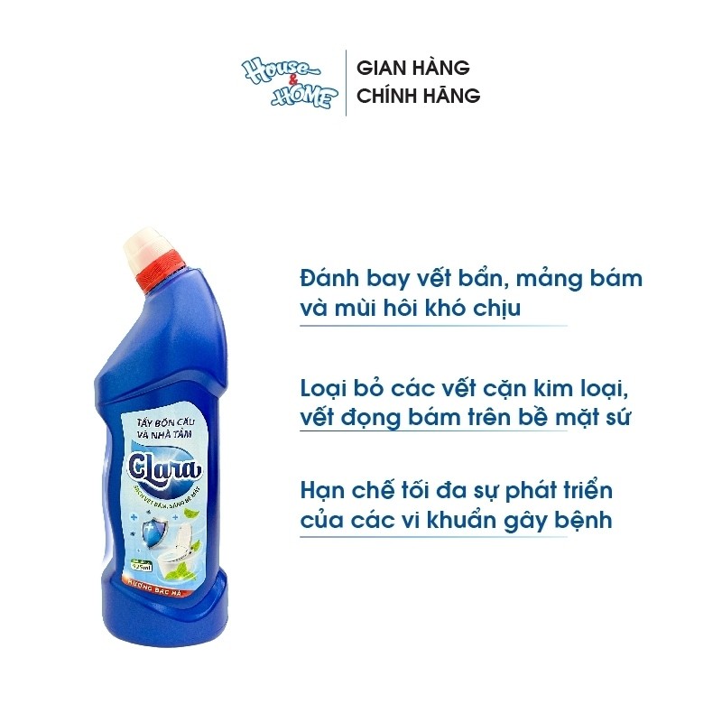 Tẩy Bồn Cầu & Nhà Tắm Clara Hương Bạc Hà 925ml Chính Hãng CVNNT011, Chai Làm Sạch Mảng Bám Hiệu Quả Hàng Chính Hãng