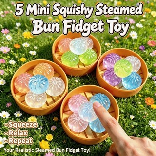 Pha Lê Trong Suốt Hấp Bun Bóp Bộ Đồ Chơi 5 Chiếc Mini Hình Thức Ăn Fidget Đồ Chơi Cảm Giác Với Hấp Phụ Kiện Giảm Căng Thẳng