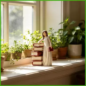 Cô Gái Với Tượng Sách Vẽ Tay Nhân Vật Đọc Sách Tượng Nữ Cho Gia Đình Phòng Khách Học Sách Mantel Bàn wipqsvn