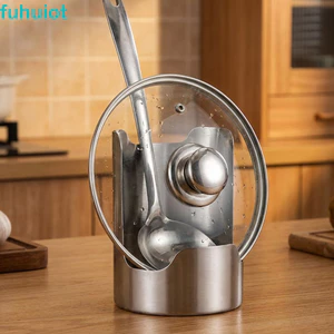 Giá để đồ nắp nồi FUHUIOT, Khay đựng thìa ổn định bằng thép không gỉ, Dụng cụ nhà bếp Giá đỡ thìa chống trượt tối giản chịu nhiệt Nấu ăn