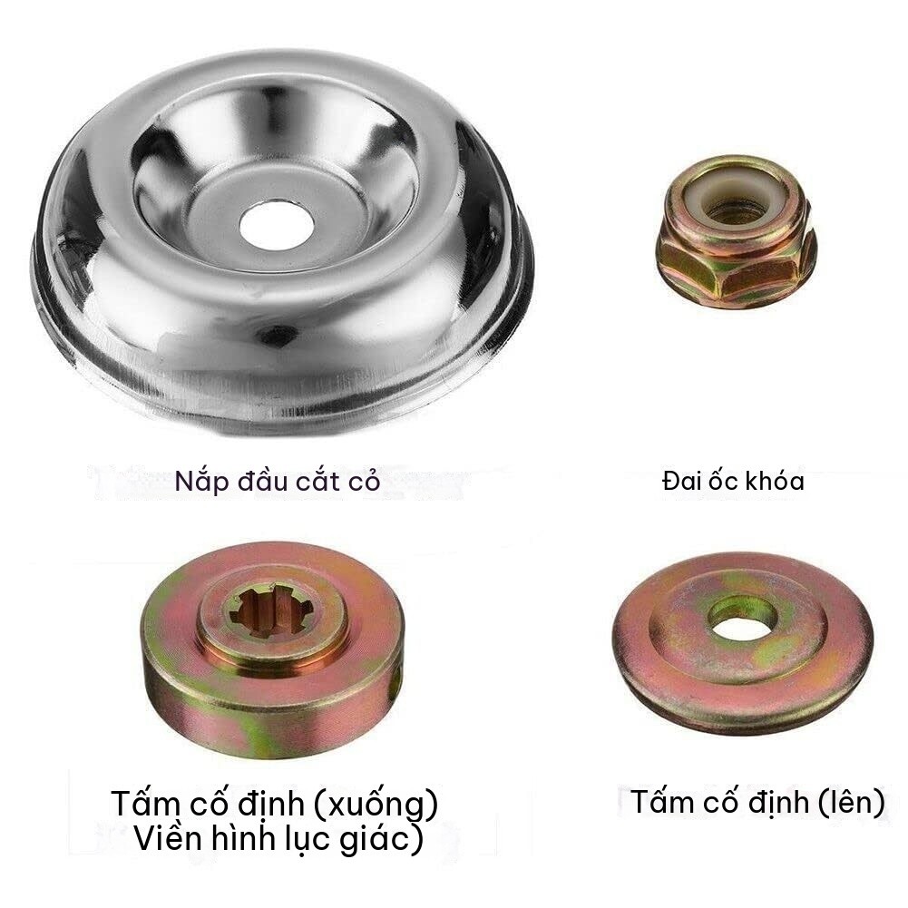 bộ 4 chi tiết đầu chuyển máy cắt cỏ đa năng 4 trong 1, bộ đai ốc cố định lưỡi cắt cho máy cắt cỏ