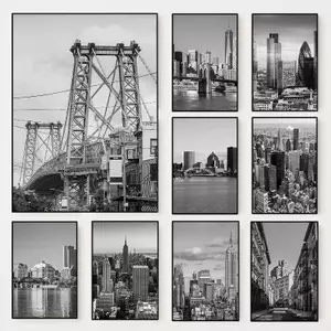 Đen Trắng Thành Phố New York Poster Không Khung Tranh Canvas Cho Trang Trí Tường Phòng Gia Đình
