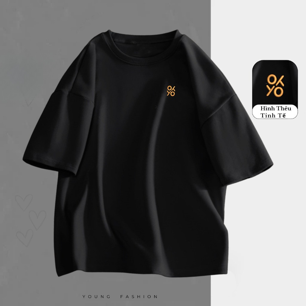 （Giao hàng 24h）Angela Áo Thun THÊU Cat & Goldfish Chất Cotton Thoáng Mát Form Rộng Tay Lỡ Cho Nam Nữ Phong Cách Unisex