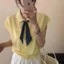 Áo thun cổ Polo phong cách Hepburn khăn lụa không tay dệt kim Áo thun nữ, áo mùa hè mới dành cho nữ