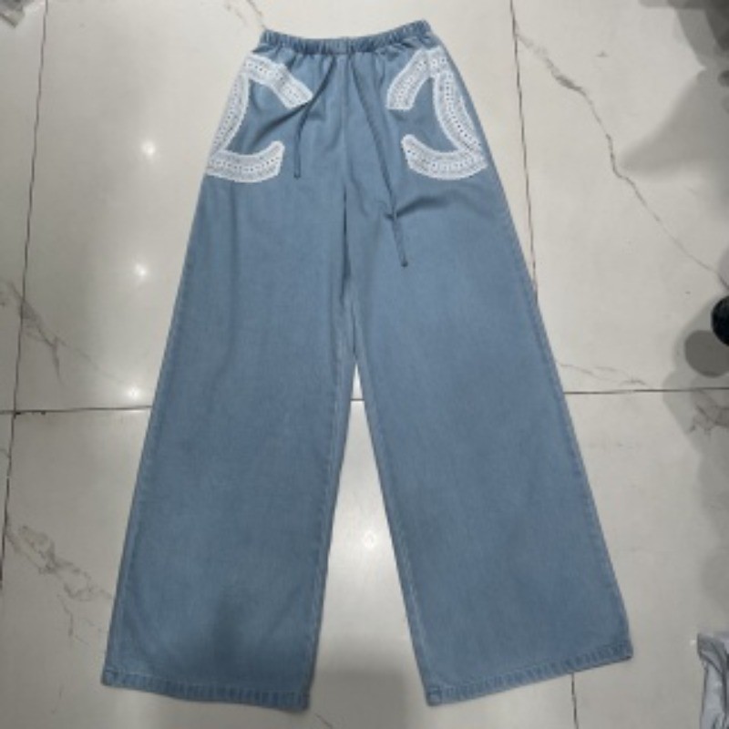 Quần Nữ Mới Có Eo Co Giãn Và Dây Rút Tencel Quần Denim