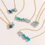 Shuling Luxury Blue Diamond Hình Học Hàng Kim Cương Vòng Cổ Kim Cương Mạ Vàng Nhiều Hình Kim Cương Trang Sức