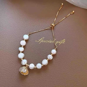Vỏ Vòng Tay Ngọc Trai Nước Ngọt Cho Nữ Nhỏ Gọn Tình Bạn Học Sinh Thiết Kế Thời Trang Tối Giản Vòng Tay Baroque