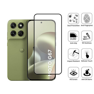 Bảo vệ màn hình kính cường lực 2 trong 1 Moto G67 cho Motorola G47 G06 G56 G75 G35 G15 4G 5G + Phim ống kính máy ảnh