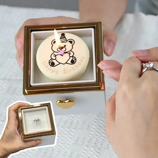 Hộp đựng nhẫn quà tặng bạn gái hình bánh kem gấu xoay Hộp quà xoay, Xoay 180 độ, Bất ngờ