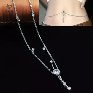 Vòng đeo thắt lưng bằng thép phẫu thuật thời trang Dây thắt lưng hở rốn Trang sức cơ thể [Mina]
