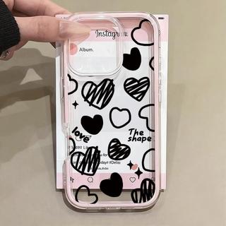 Tình yêu đen trắng cho trường hợp iPhone 17promax 161514plus 3 trong 1 bezel 131211pro