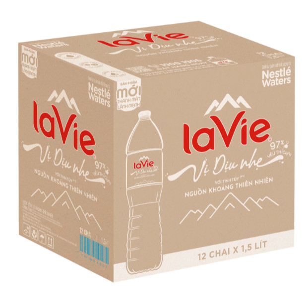 Nước suối Lavie vị dịu nhẹ 1500ml thùng 12 chai
