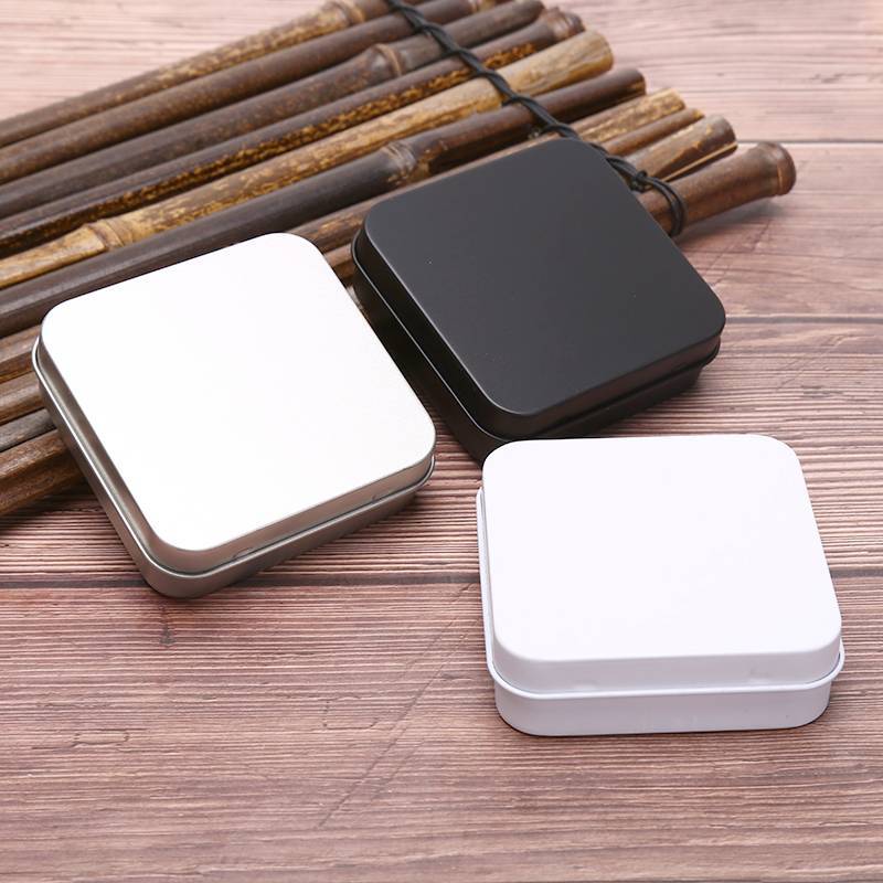 NS Mini Kim Loại Tins Hộp Đựng Vuông Bản Lề Lật Lưu Trữ Hộp Thiếc Trang Sức Hộp Đựng Đồng Xu NS