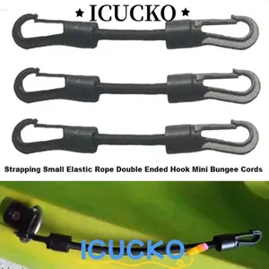 Dây đai ICUCKO Dây đàn hồi nhỏ, Móc đôi Dây Bungee mini màu đen Dây đàn hồi, Dây mini 10cm chất lượng cao Dây cắm trại di động Dây Pom Cung cấp ngoài trời