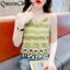 Phụ Nữ Phong Cách Boho Sọc Knnited Tank Nữ Casual Không Tay Top Nhiều Màu Sắc Ngày Lễ Mặc Áo Sơ Mi