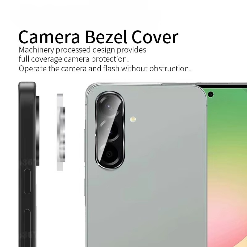 Ốp bảo vệ mặt sau, kính cường lực cho Samsung Galaxy A36/A56/A26, viền hợp kim nhôm, nắp kính bảo vệ ống kính camera