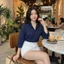 Áo sơ mi Thêu ngựa chất thô mềm 2026, Áo sơ mi nữ dài tay cổ đức thêu ngựa 103 2026