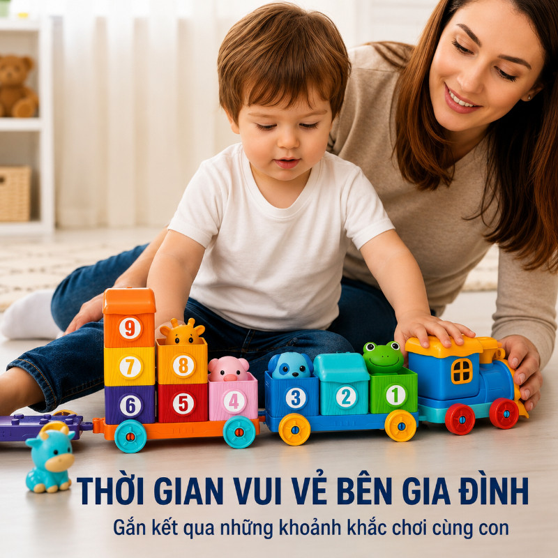 【SKISOPGO】Bộ tàu hỏa trang trại Montessori-đồ chơi ghép cặp dạy số,màu sắc và hình khối,Rối ngón tay Cho Trẻ Em