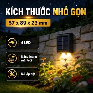 Đèn Tường LED Năng Lượng Mặt Trời, 8 Bóng Siêu Sáng, Chống Nước IP65, Tự Sáng Ban đêm
