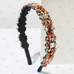 Băng đô PYCOU Baroque, Phong cách và toàn kim cương, Dây buộc tóc nữ đính đá cổ điển Phụ kiện tóc