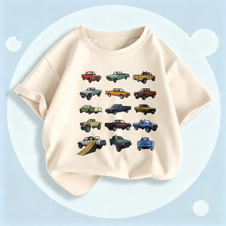 Áo Thun Trẻ Em  Xe Bán Tải Unisex, Vải Cotton Thoáng, Phong Cách Đường Phố, Cho Bé Mùa Hè, Size 90-150