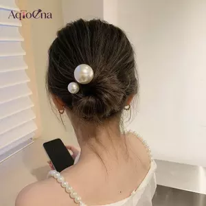 AqToCna 2 Chiếc Kẹp Tóc Ngọc Trai Giả Thiết Kế Xoắn Hình Chữ U Cho Nữ & Bé Gái Phụ Kiện Tóc Sti Tóc Dụng Cụ Tạo Kiểu Tóc AqToCna
