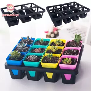 Hộp đựng hạt giống PWSEND, Khay đựng chậu hoa tổ chức 6 / 12 lỗ, Dụng cụ cỡ nòng 6,5cm Giá đỡ chậu dày 9cm