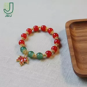 Vòng tay lá ngọc đỏ sang trọng dành cho nữ Quà tặng trang sức ấn tượng 1 Cái