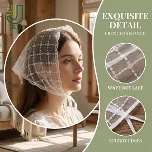 Khăn quàng tóc ren tam giác dành cho nữ Họa tiết hoa dệt màu trắng cổ điển cổ điển cho lễ hội và các buổi họp mặt