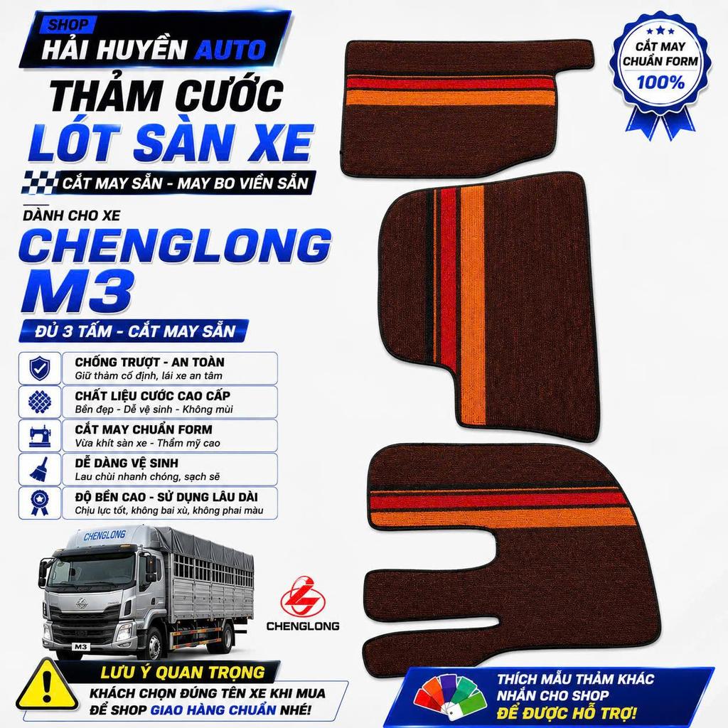 [ Chenglong M3 ] Thảm cước xe Chenglong M3 đủ 3 tấm cắt may chuẩn form xe chống thấm nước chống trơn chống trượt