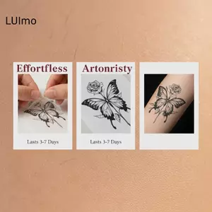 LUImo 1 Tấm Chống Thấm Nước Bướm & Hoa Hồng Bút Xăm Tạm Thời - Nghệ Thuật Toàn Thân Thực Tế & Trắng, SBS Dài 15 Ngày
