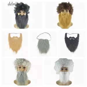 DELMER Nam Giả Râu Giả Tóc Giả, Tóc Giả Xoăn Lông Tơ Râu, Thời Trang Ngộ nghĩnh Afro Sân Khấu Halloween Cosplay Tóc Giả Trang Điểm Đảng