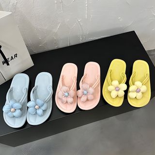 Dép Xỏ Ngón Nữ Hoa 3D Đế Êm, Dép Nữ Đi Trong Nhà Và Ngoài Trời, Chống Trơn Trượt, Phong Cách Hàn Quốc